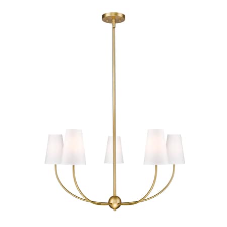 Z-Lite Shannon Chandelier, 5-Light, 32 In.W x 16.5 In.H, Rubbed Brass/white 3040-32RB